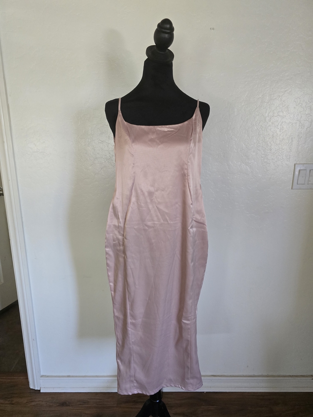 Fashion Nova Soft Pink Satin Slip Midi Dress